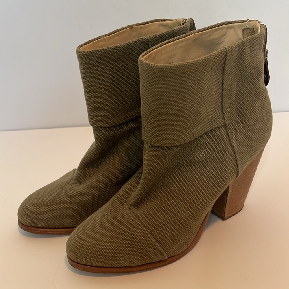 Rag & Bone Linen Newbury Booties in Olive Green 9 - Picture 6 of 9